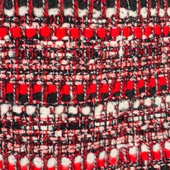 LUISA SPAGNOLI, taille 10, manteau droit en laine mélangée bouclée, noir, rouge et blanc