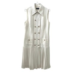 Ärmelloses Leinen- und Viskose-Shirtkleid von Luisa Spagnoli mit plissiertem Saum