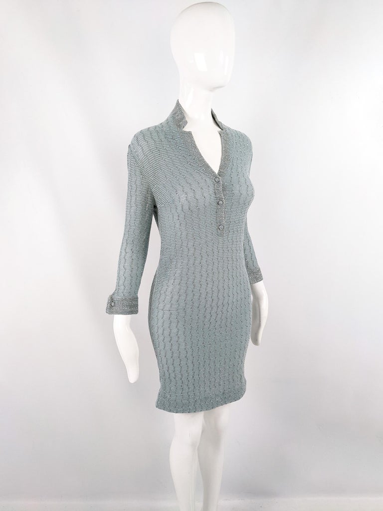 Luisa Spagnoli Vintage 60s Pastel Blue and Silver Lurex Mini Sweater ...