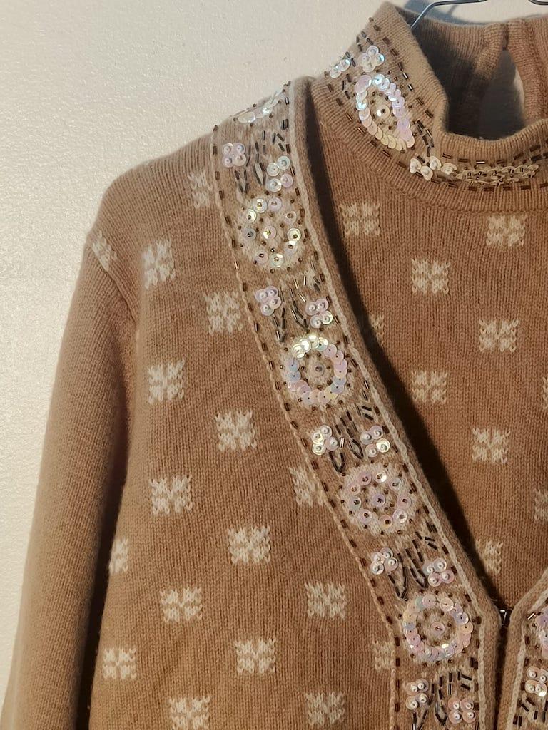 Women's Luisa Spagnoli Vintage Beaded Wool Twin Set, Italy, circa 1980 For Sale
