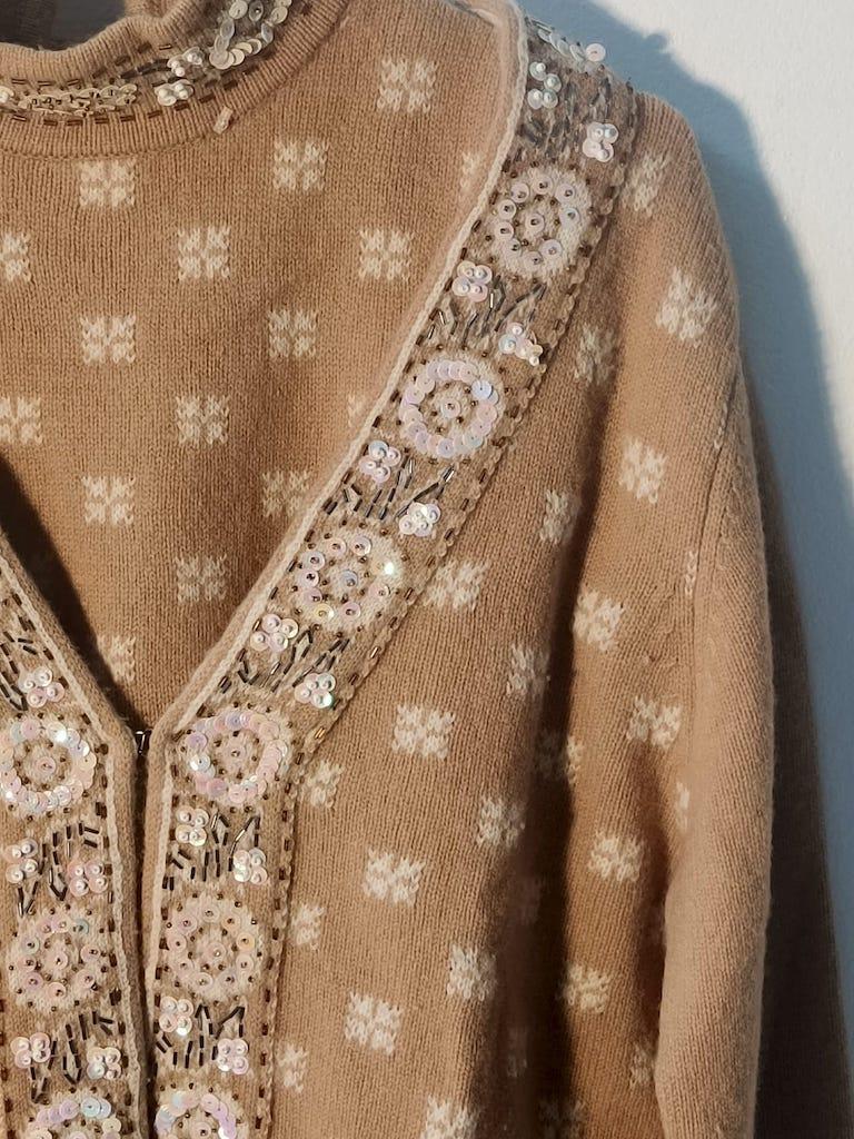 Luisa Spagnoli Vintage Beaded Wool Twin Set, Italy, circa 1980 For Sale 1