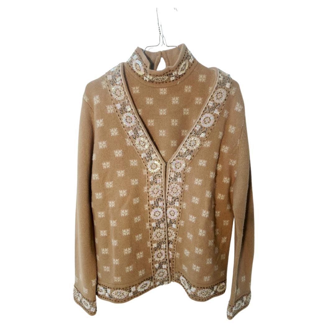 Luisa Spagnoli Vintage Beaded Wool Twin Set, Italy, circa 1980 For Sale