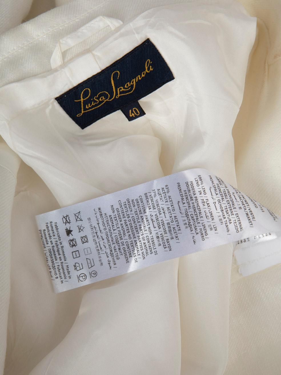 Luisa Spagnoli White Linen Blazer Size S 1
