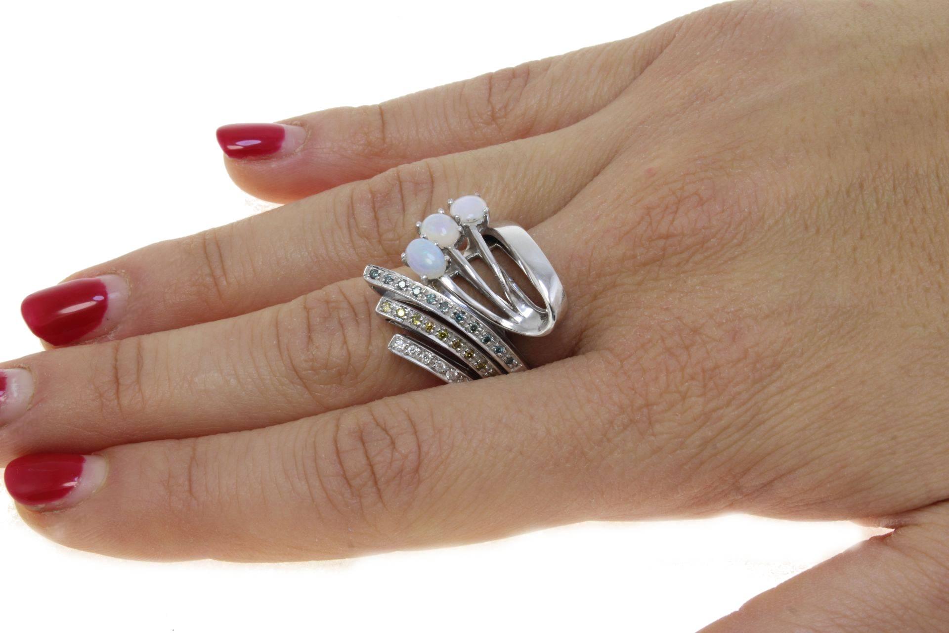 Women's Luise Fancy Diamonds Opals Fashion Gold Ring