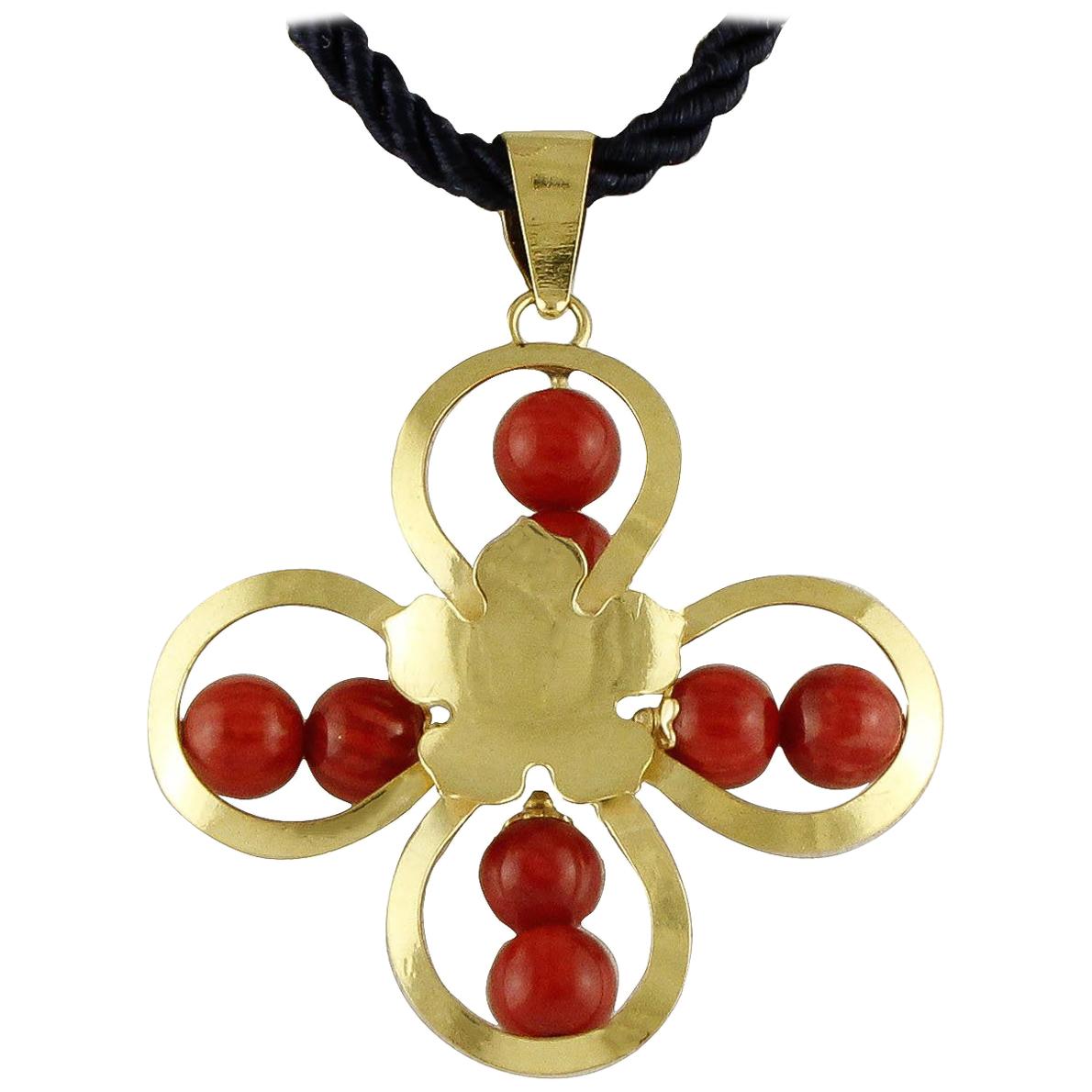 Luise Gold Flower Pendant For Sale