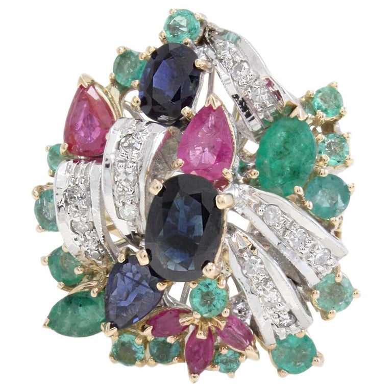 Luise Multistones Cluster Ring For Sale at 1stdibs
