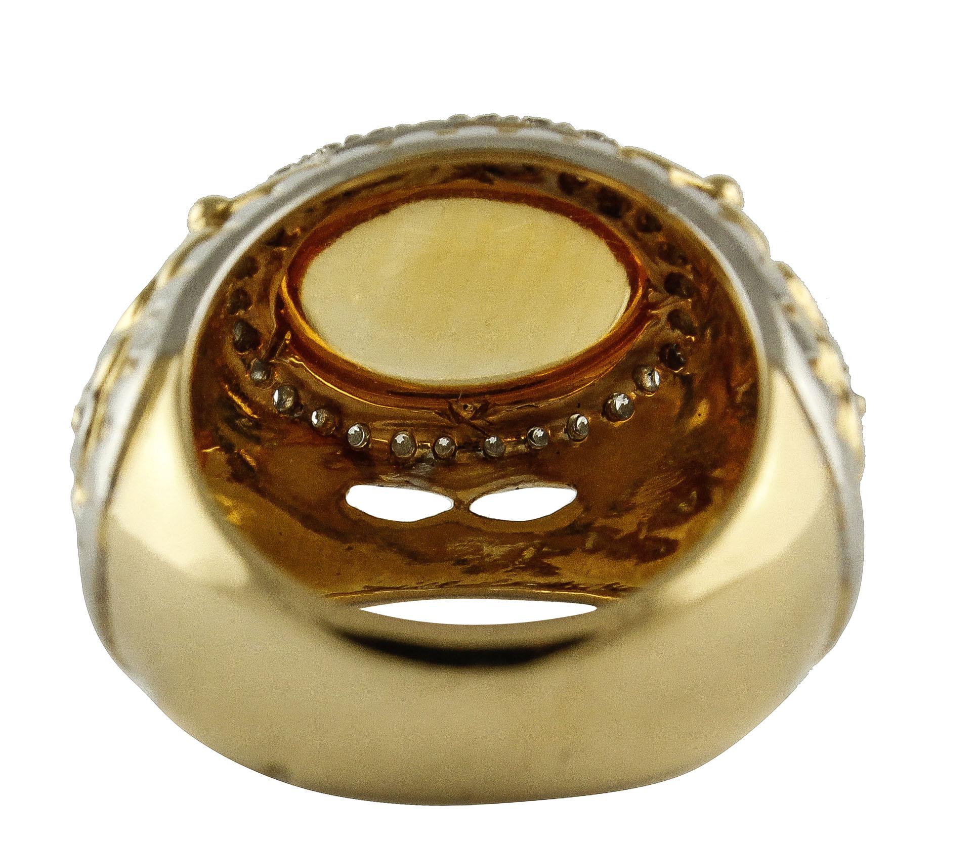 Retro Luise Topaz Diamond Gold Cocktail Ring