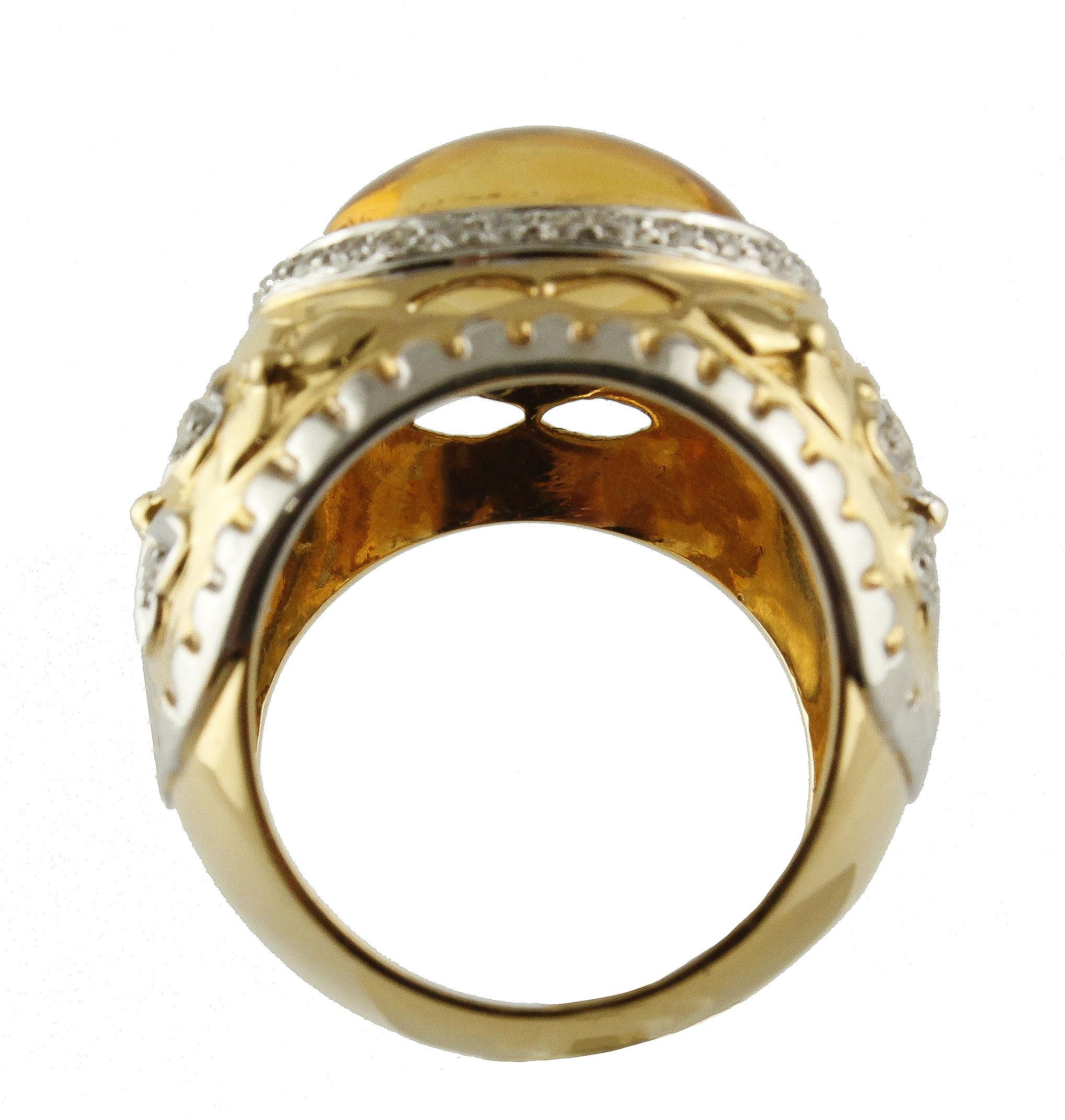 Women's or Men's Luise Topaz Diamond Gold Cocktail Ring