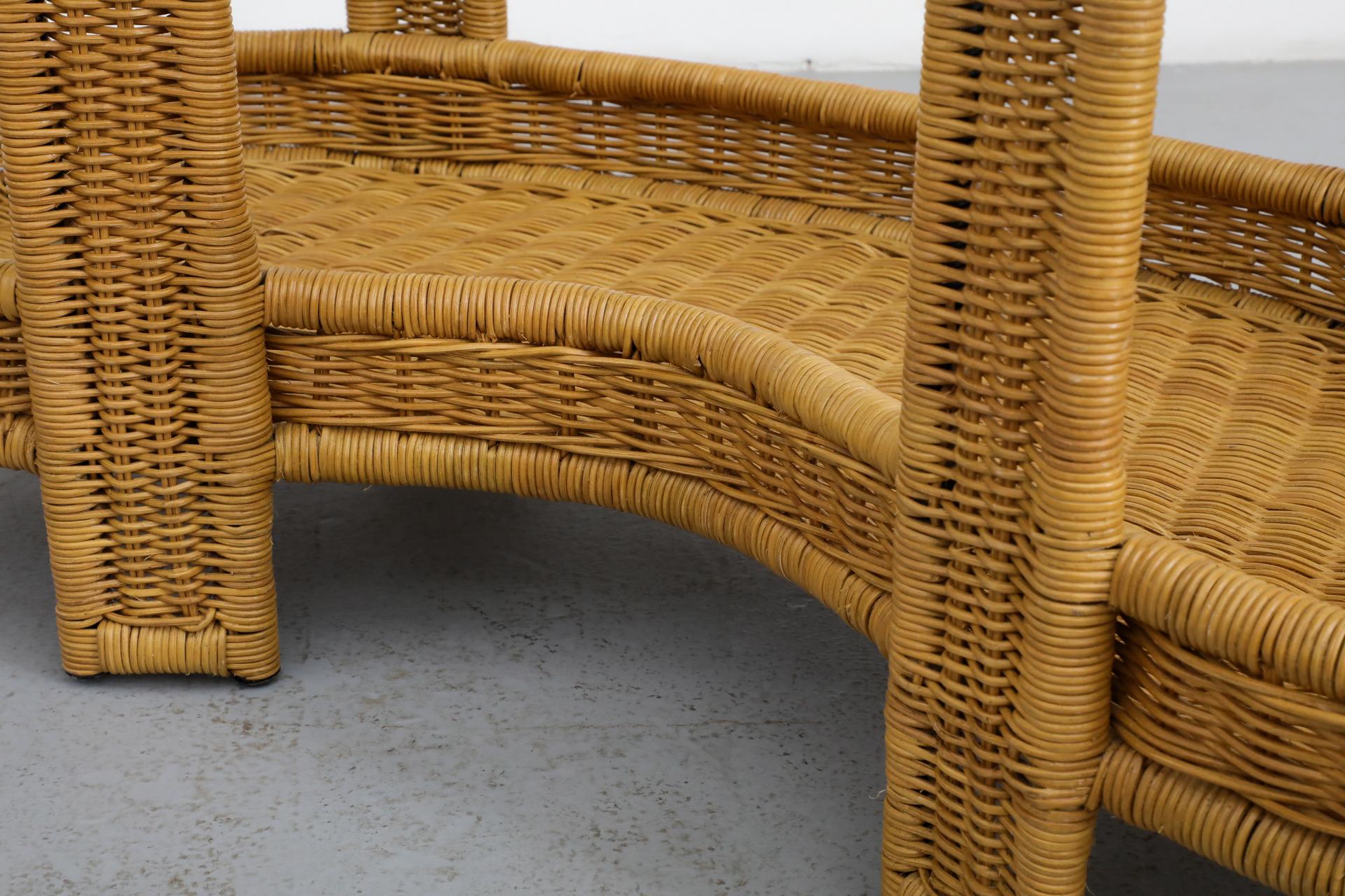 Luit van der Helm Style Woven Rattan Coffee Table with Glass Top 4