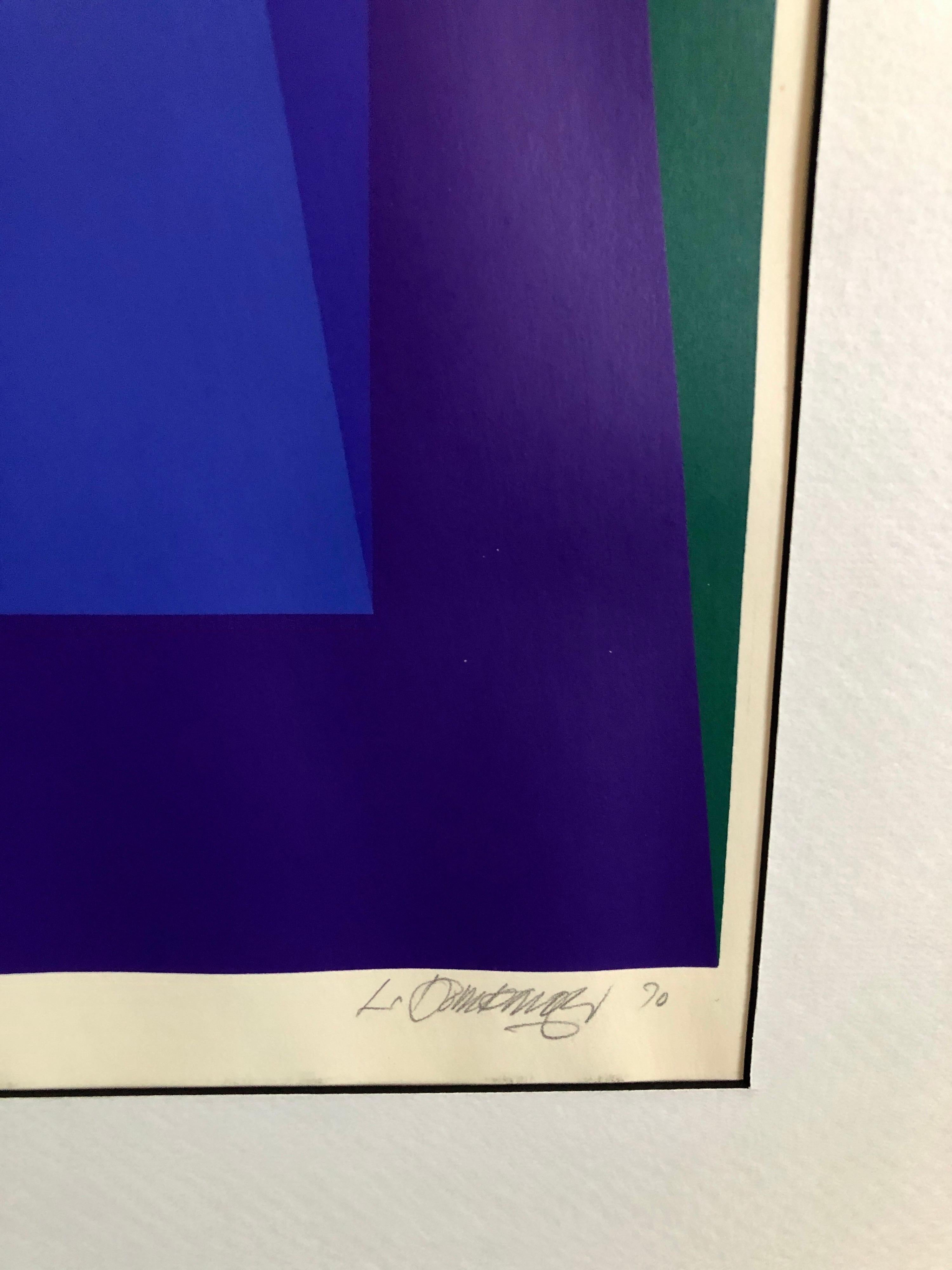 Silkscreen serigraph Op art print.

Luitpold Domberger (1912-2005 ) was a pioneer of artistic screen printing in Germany.
Luitpold (Poldi) Domberger studied from 1928 at the art and trade school in Pforzheim, where he then worked as a freelance