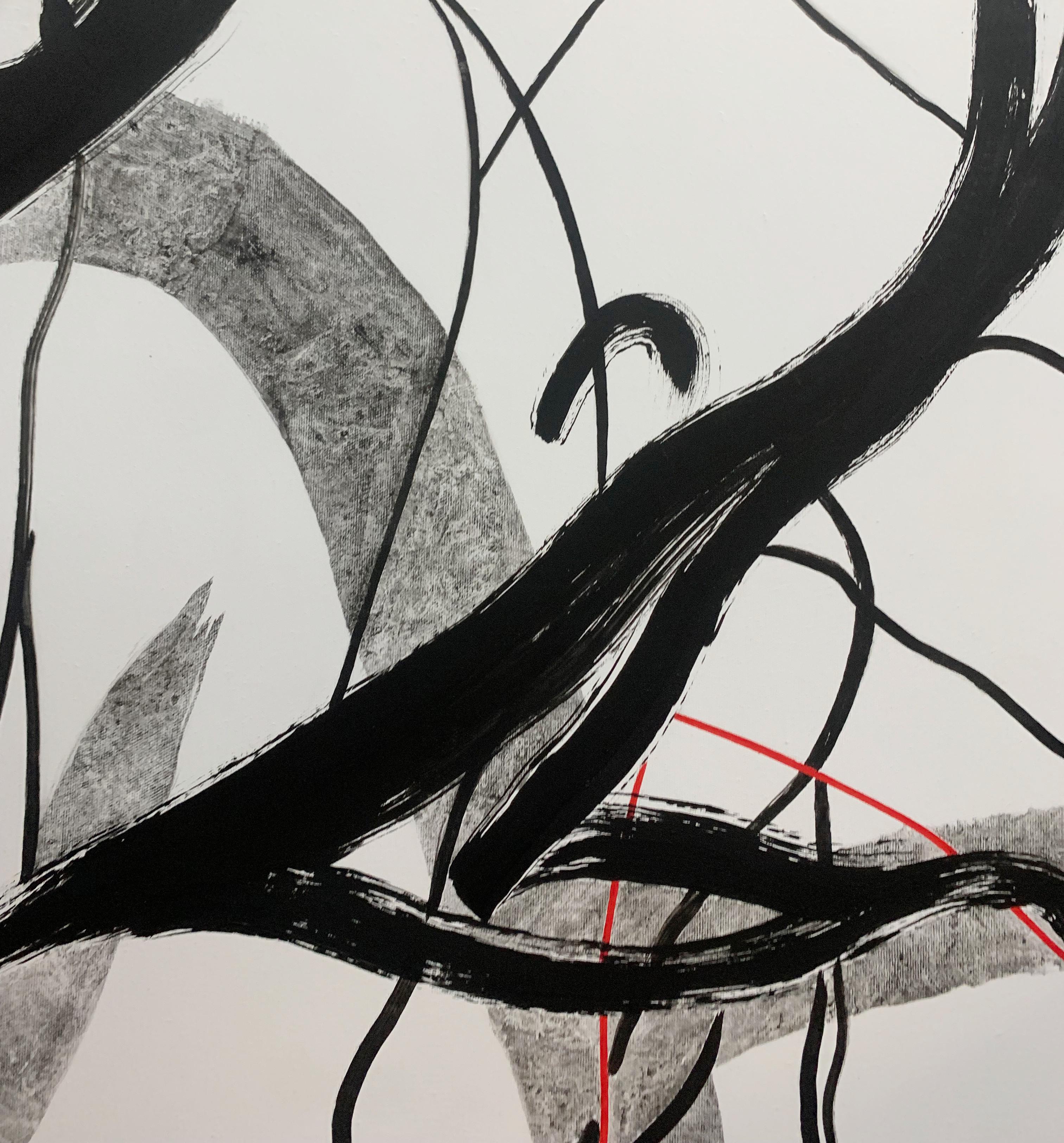 Permeabilidad. Siglo XXI, Joven artista, Pintura en blanco y negro, Arte polaco - Figurative Painting Gris de Luiza Kasprzyk