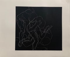 Action 2 - Young artist, Figurative print, Linocut, Black & white