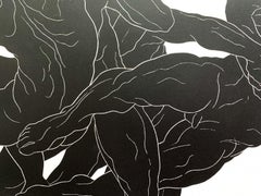 Action - Young artist, Figurative print, Linocut, Black & white