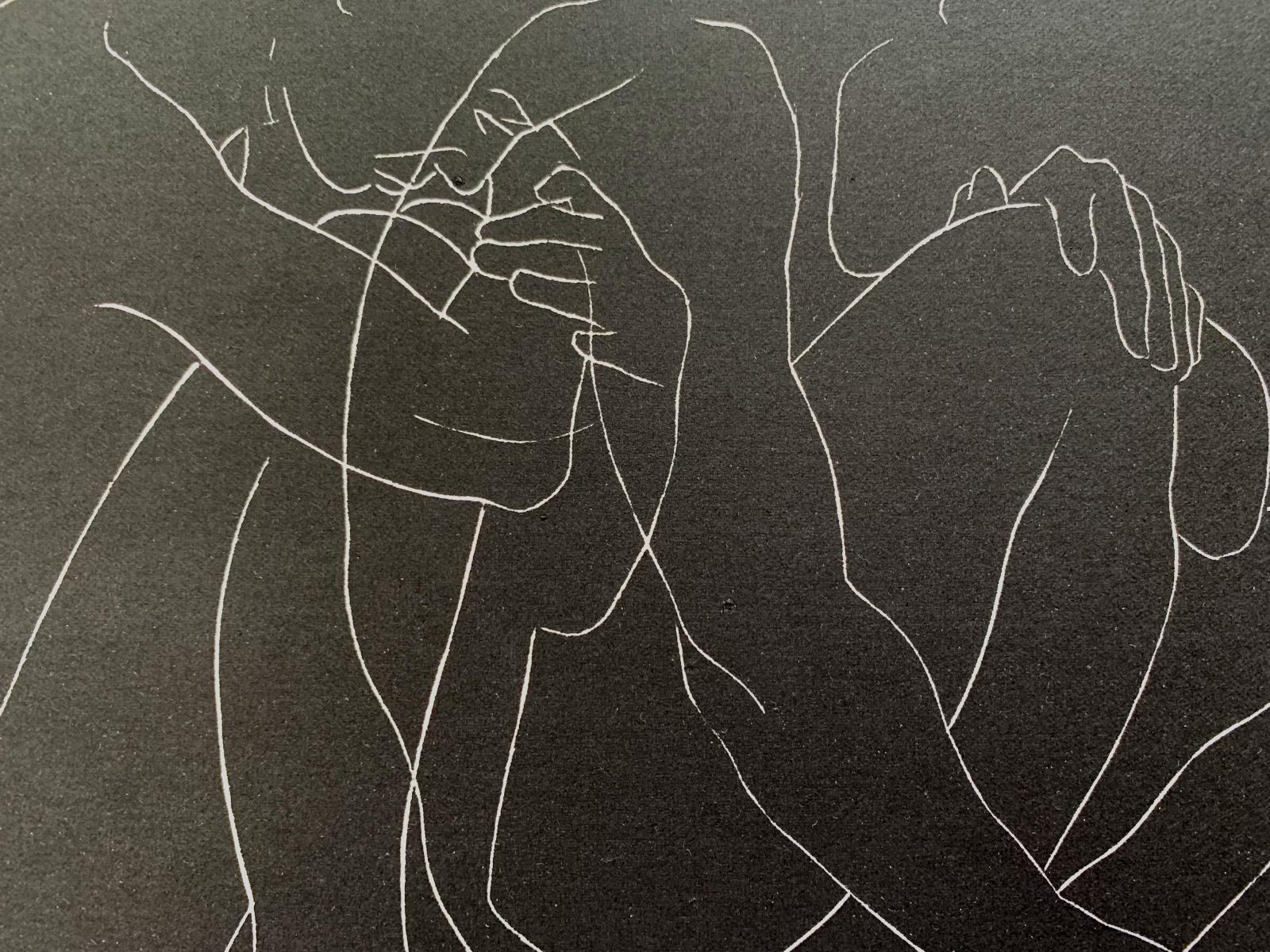 Empathy. Figurative print, Linocut, Black & white, Monochromatic, Polish artist - Print by Luiza Kasprzyk