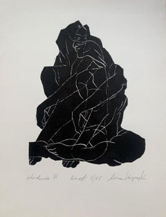 Encarnación. Joven artista, Grabado figurativo, Linograbado, Blanco y negro, Arte polaco