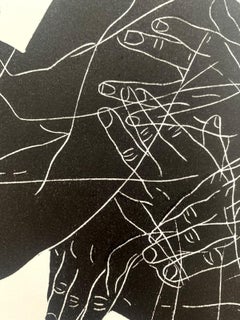 Partkraw 1. Joven artista, Grabado figurativo, Linograbado, Blanco y negro, Arte polaco