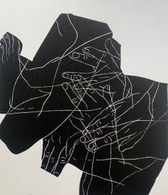 Partkraw 1. Young artist, Figurative print, Linocut, Black & white, Polish art