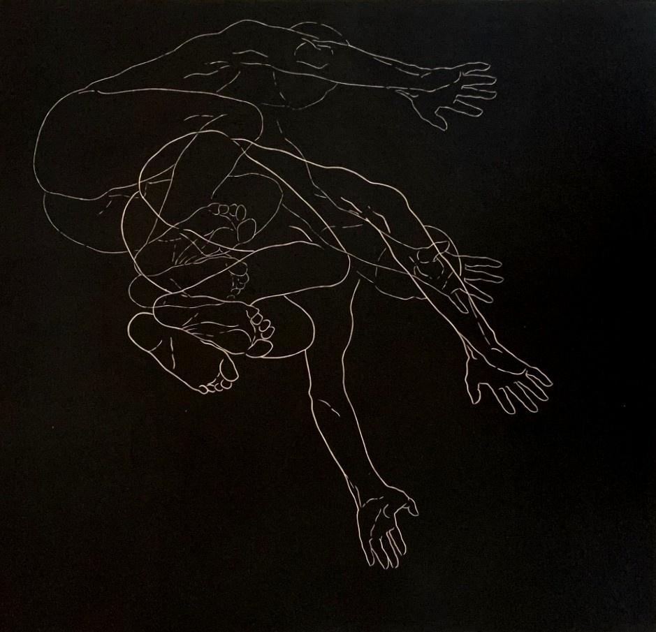 Figurative Print di Luiza Kasprzyk - Il campione - Giovane artista, Stampa figurativa, Linoleografia in bianco e nero, Arte polacca