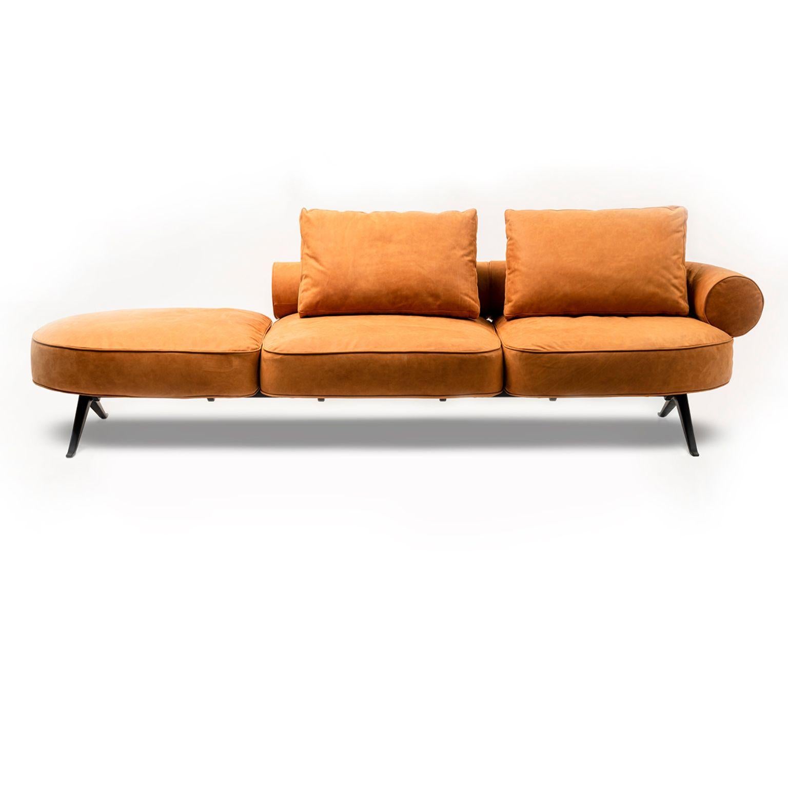Luizet 3 seats modular sofa by Luca Nichetto
Materials: Upholstery: Fabric (also available in leather)
 Top: Verde Marinace granite/Emperador Silver dark/Emperador Tundra/Red marble/Terrazzo 
 Botticino marble or Noce Canaletto wood
Structure:
