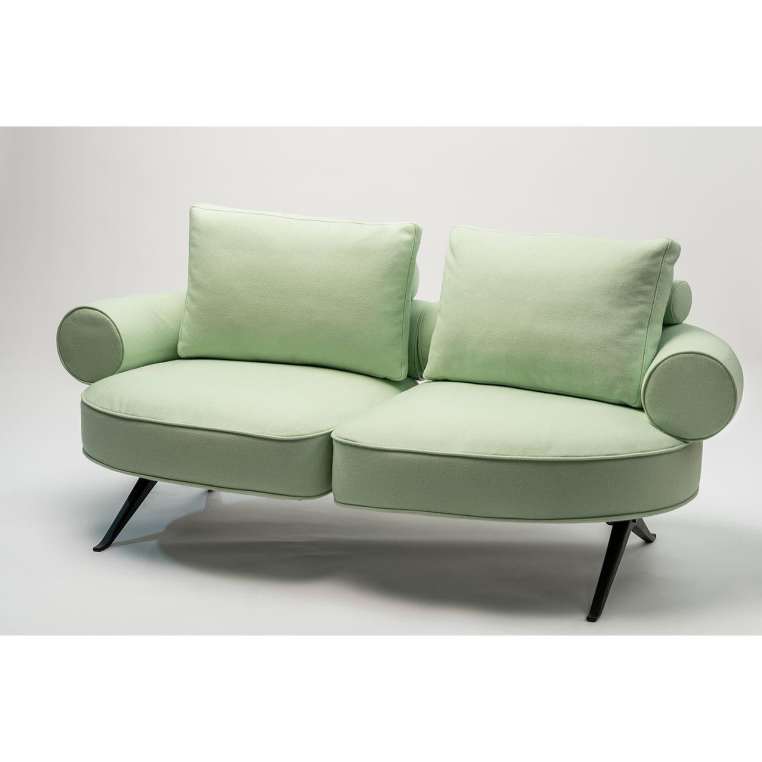 Luizet 2 seats modular sofa by Luca Nichetto
Materials: Upholstery: Fabric 
Structure: Powder-coated metal, cast aluminum legs

Dimensions: W 177 x D 89 x H 82 cm
 HS 42.5 cm.

  

As in a game that frees the imagination and possibilities, Luizet is