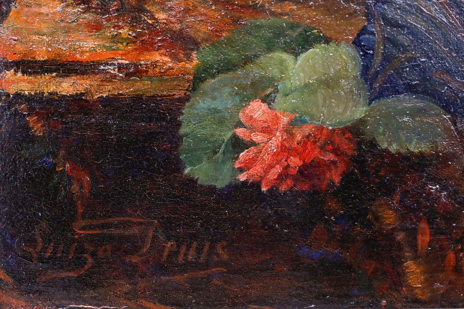 Luizo Denis - Gerahmtes Öl des späten 19. Jahrhunderts, Sommerrosen im Angebot 3