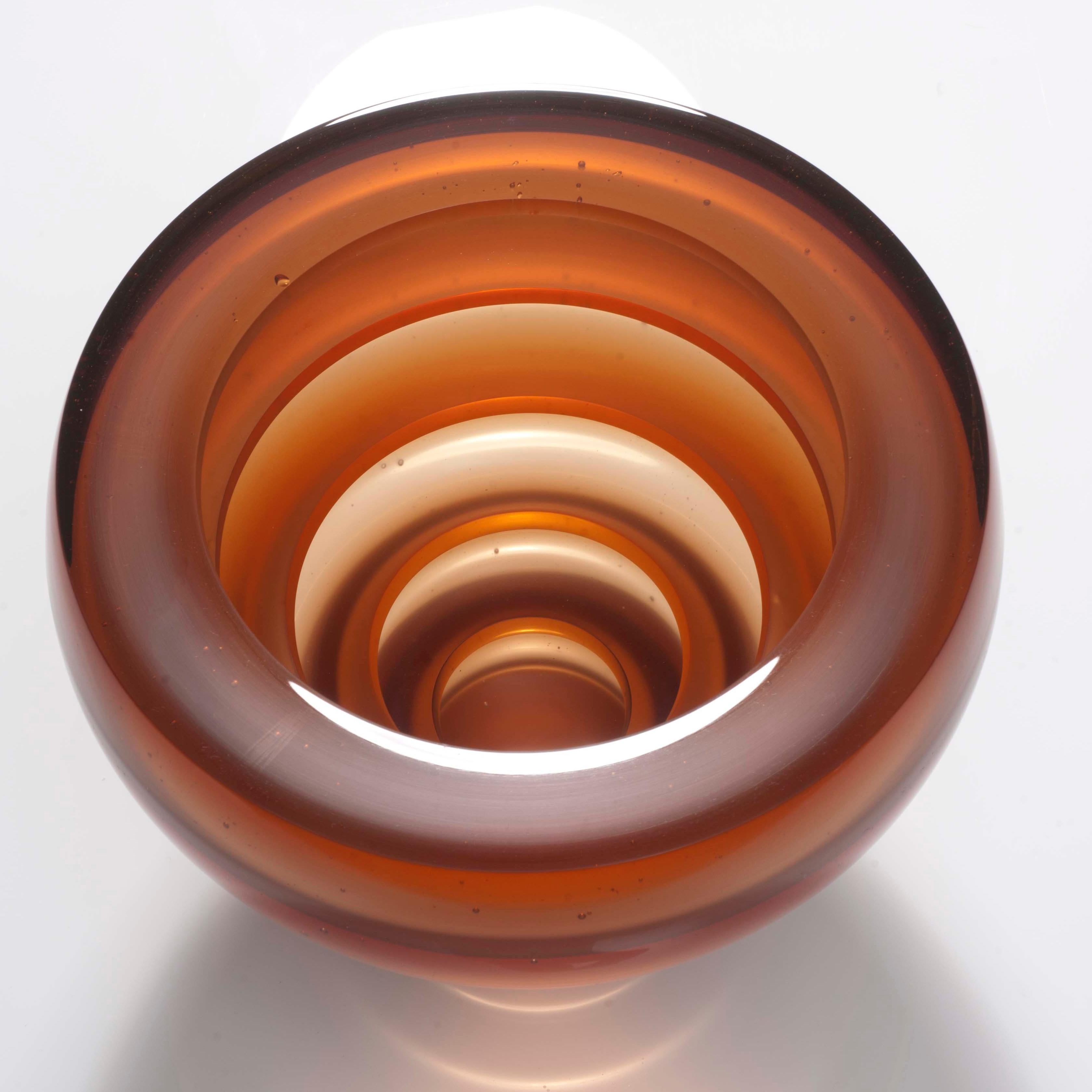 British Luka, a unique amber / orange glass art work and centrepiece by Paul Stopler
