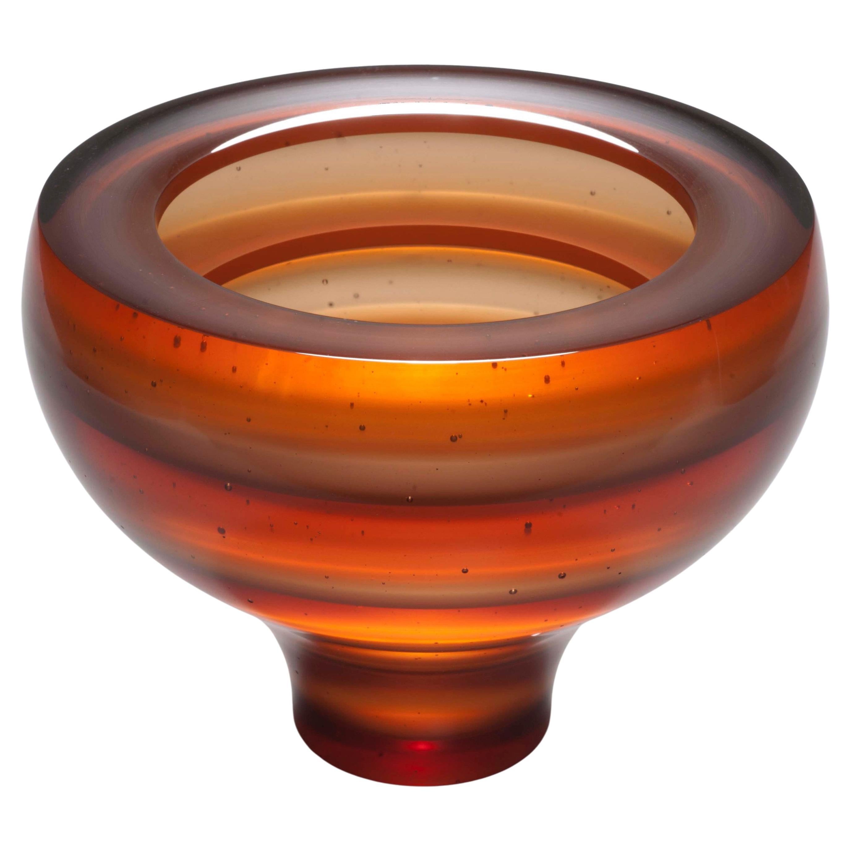 Luka, a unique amber / orange glass art work and centrepiece by Paul Stopler