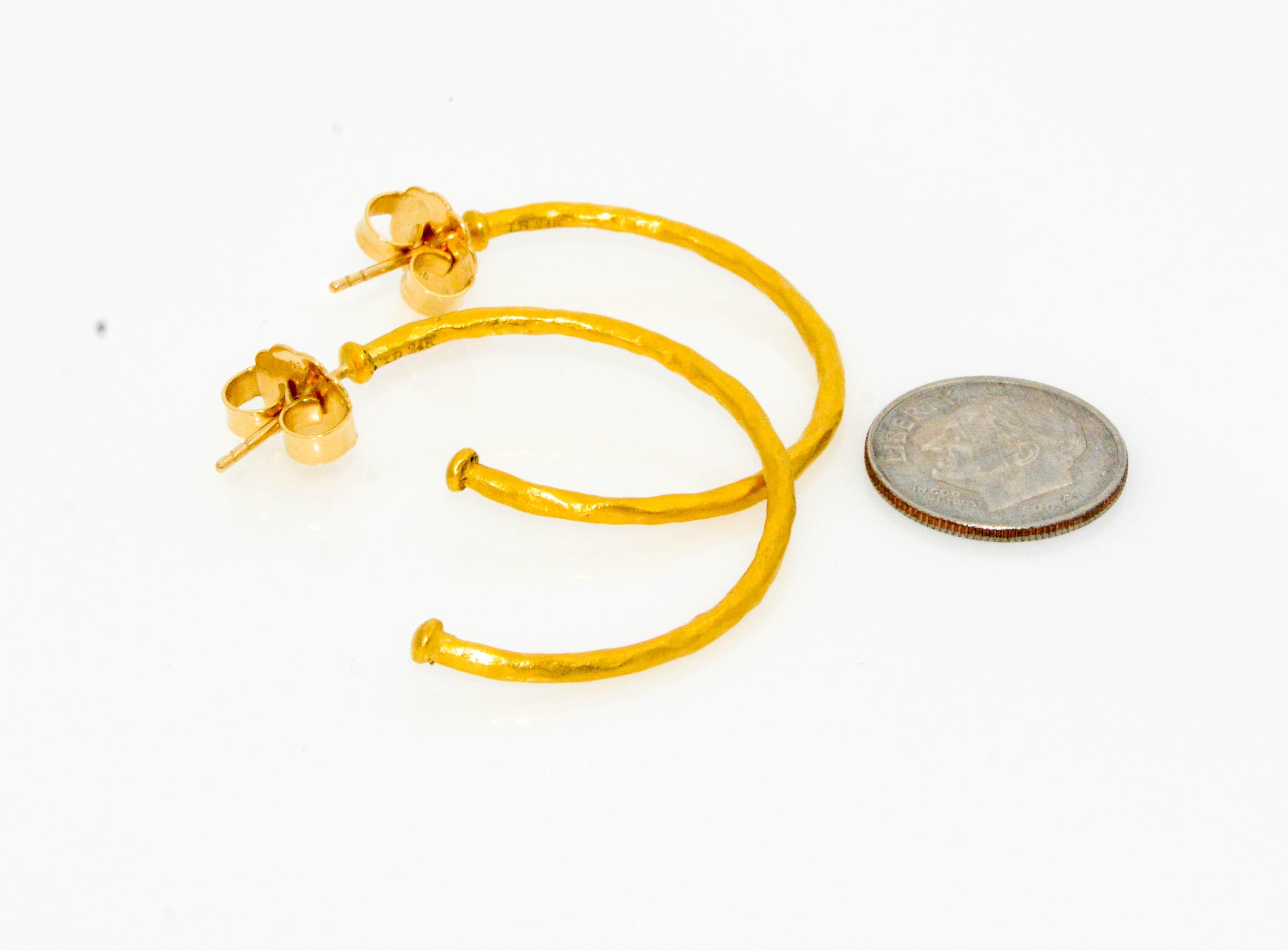 Etruscan Revival Luka Behar 24 Karat Gold Hoop Earrings