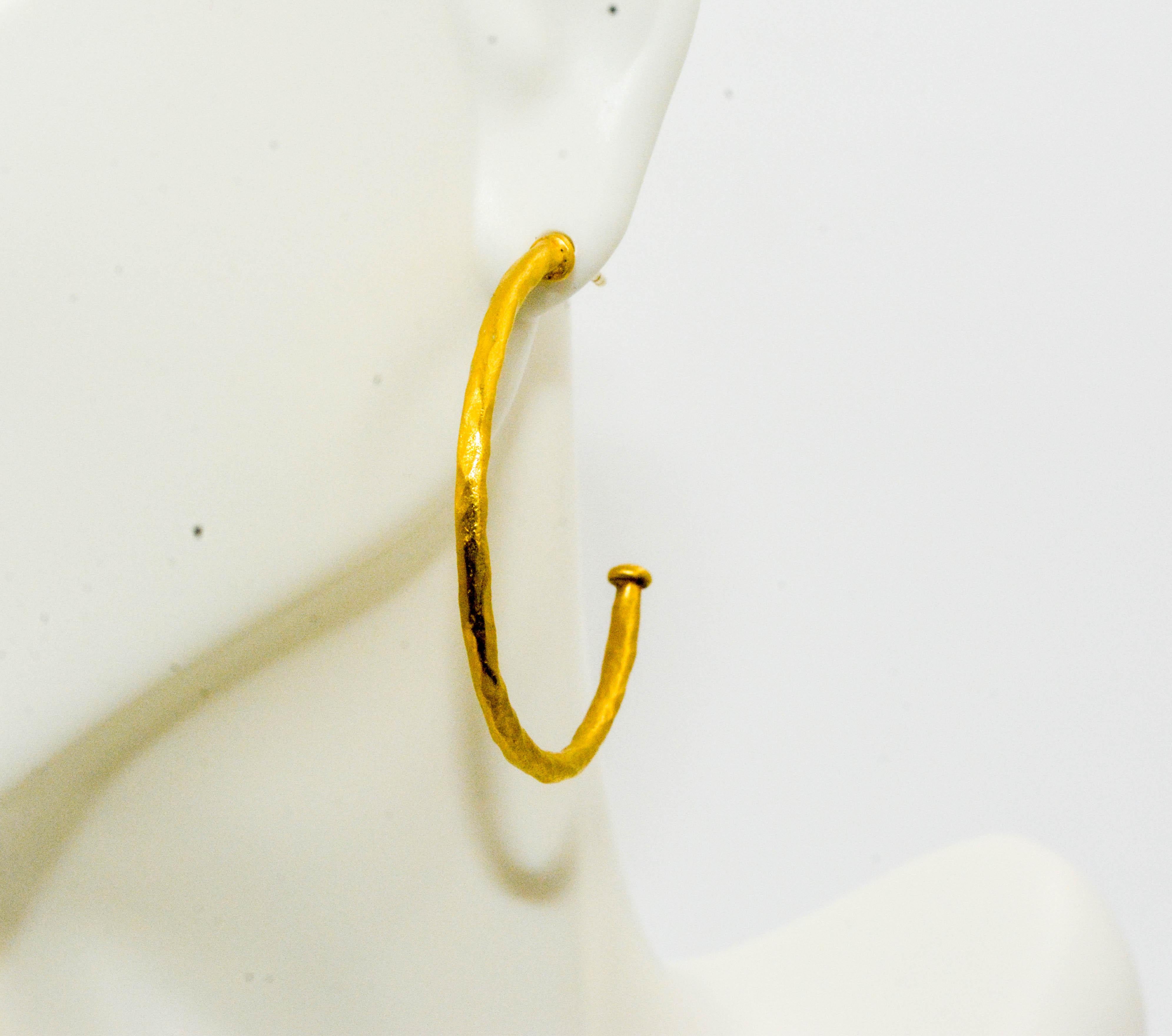 Luka Behar 24 Karat Gold Hoop Earrings In Excellent Condition In Dallas, TX