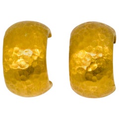 Luka Behar Hammered 24 Karat Yellow Gold Earrings