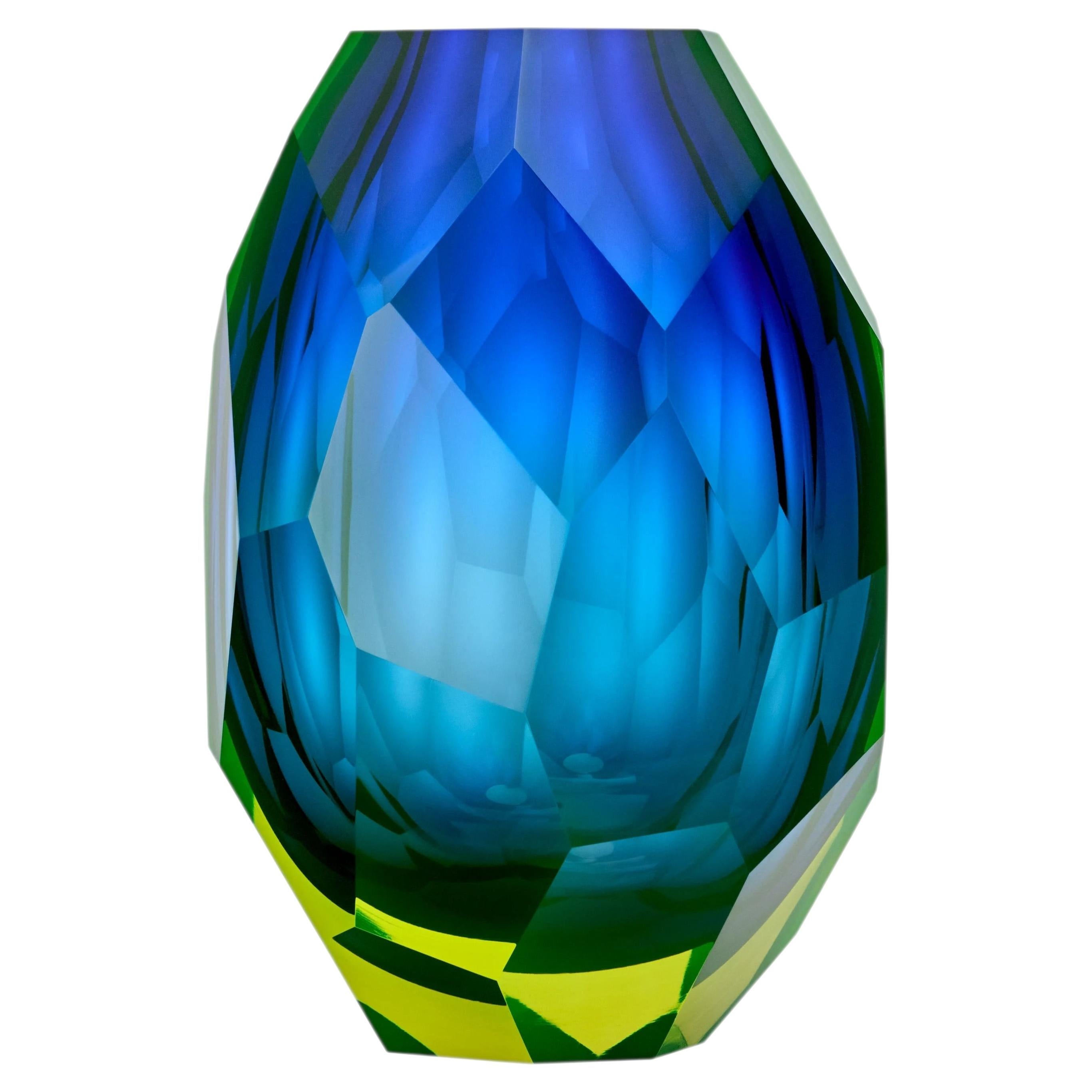Lukáš Jabůrek, Limited Edition Hand-Cut Uranium Crystal Vase - Evening Star