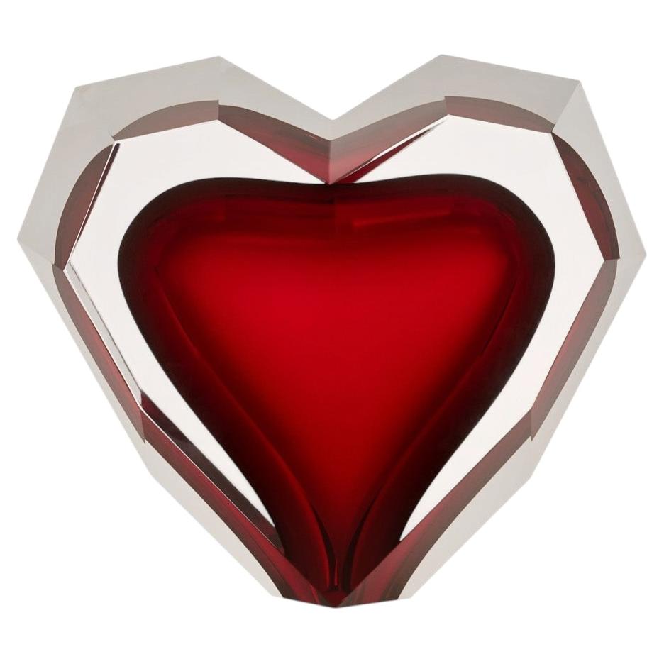 Lukáš Jabůrek Scultura di cuore in cristallo boemo soffiato a bocca e tagliato a mano - Bigli
