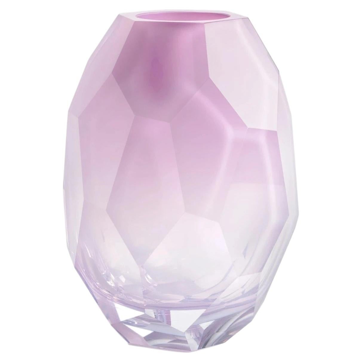Lukáš Jabůrek Spring Mouth-Blown, Hand-Cut Crystal Glass Vase - Lilac