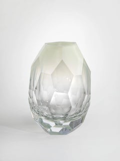 Lukáš Jabůrek Spring Mouth-Blown, Hand-Cut Crystal Glass Vase - Lime