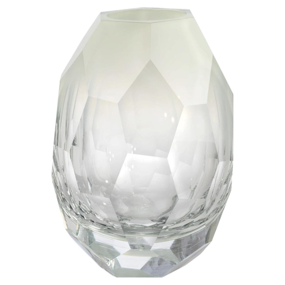 Lukáš Jabůrek Spring Mouth-Blown, Hand-Cut Crystal Glass Vase - Lime