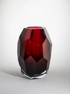 Lukáš Jabůrek Spring Mouth-Blown, Hand-Cut Crystal Glass Vase - Ruby