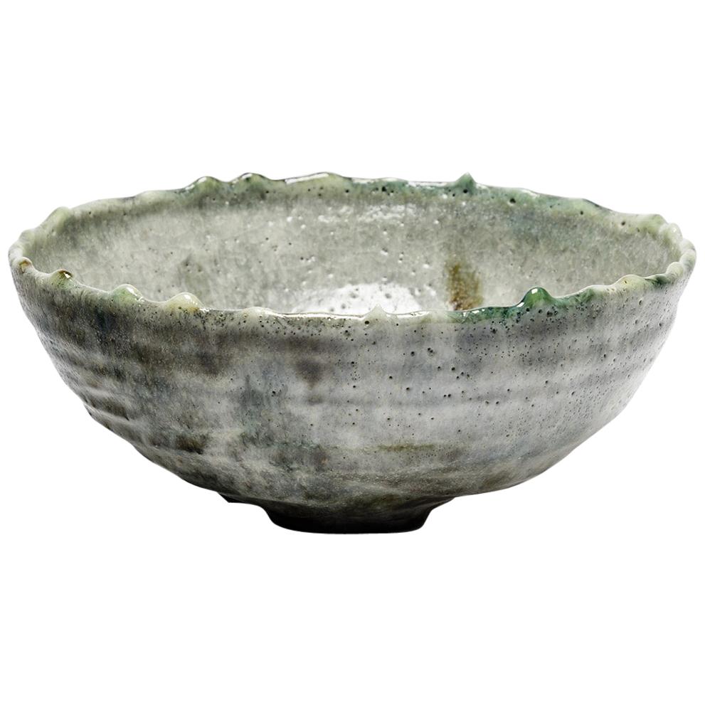 Lukas Richarz Grey and Blue Stoneware Pottery Ceramic Bowl or Basket Handmade