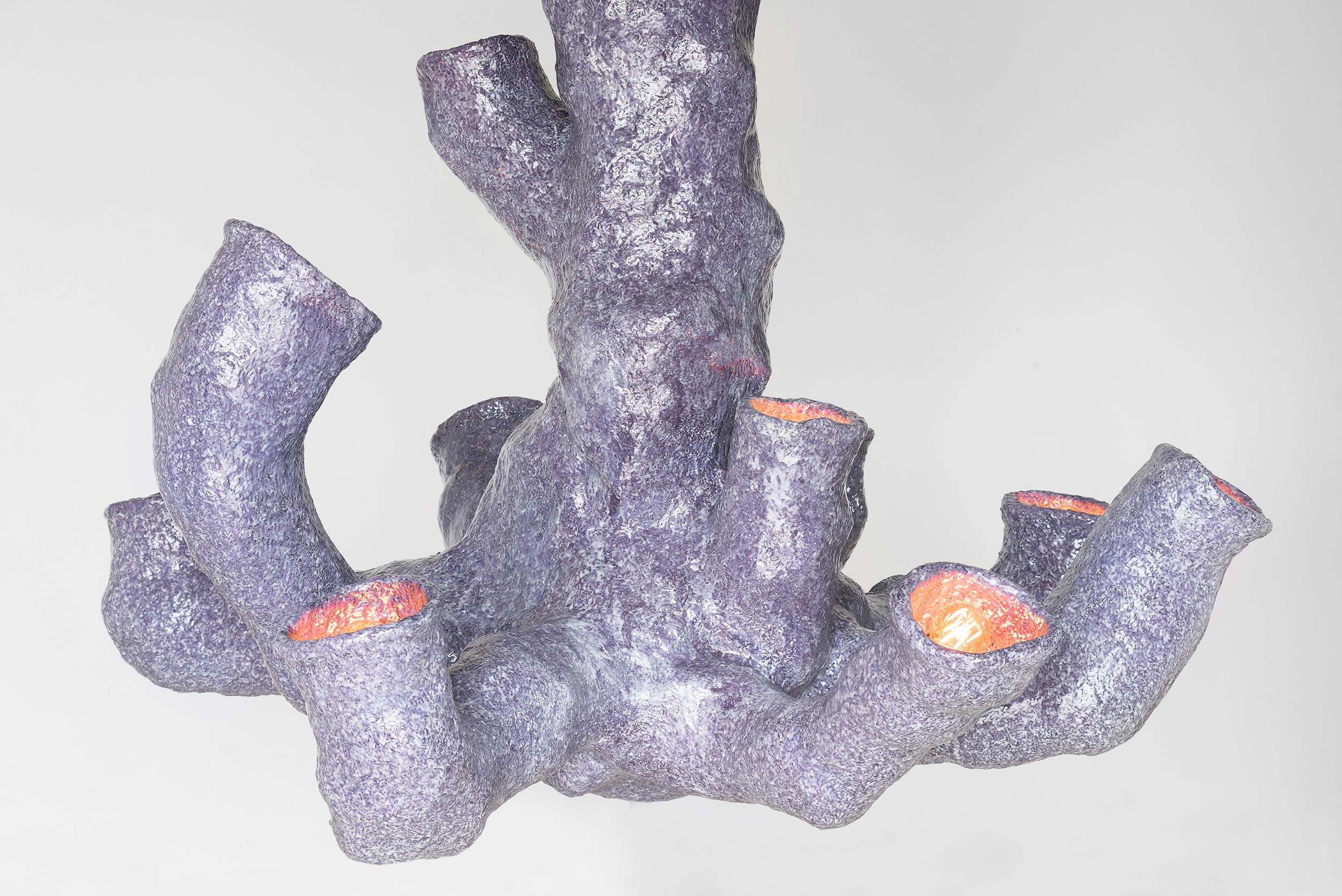 Lukas Saint-Joigny, Contemporary Purple Resin Chandelier, 2020, “Ore” Series For Sale 3