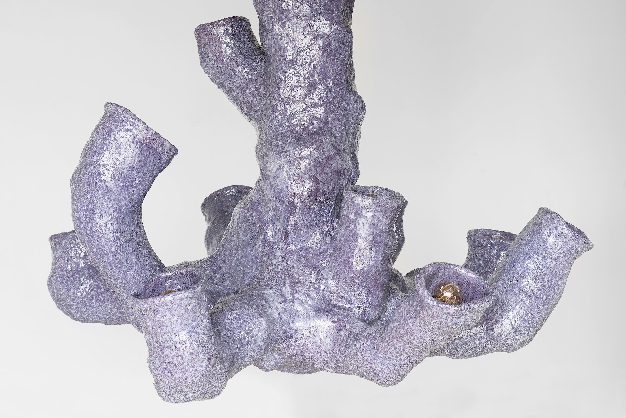 Lukas Saint-Joigny, Contemporary Purple Resin Chandelier, 2020, “Ore” Series For Sale 4