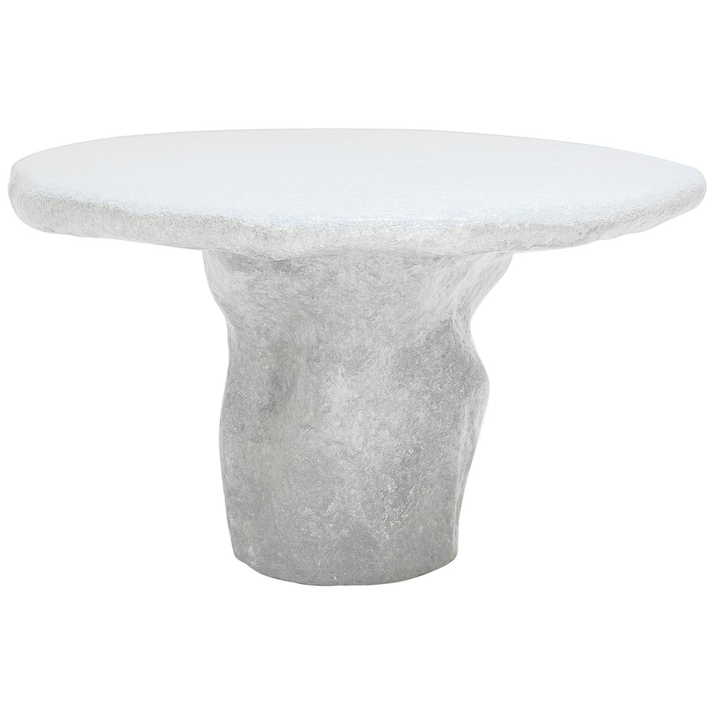  Lukas Saint-Joigny, Contemporary Round Dining Table, 2020, Light Grey Resin  For Sale