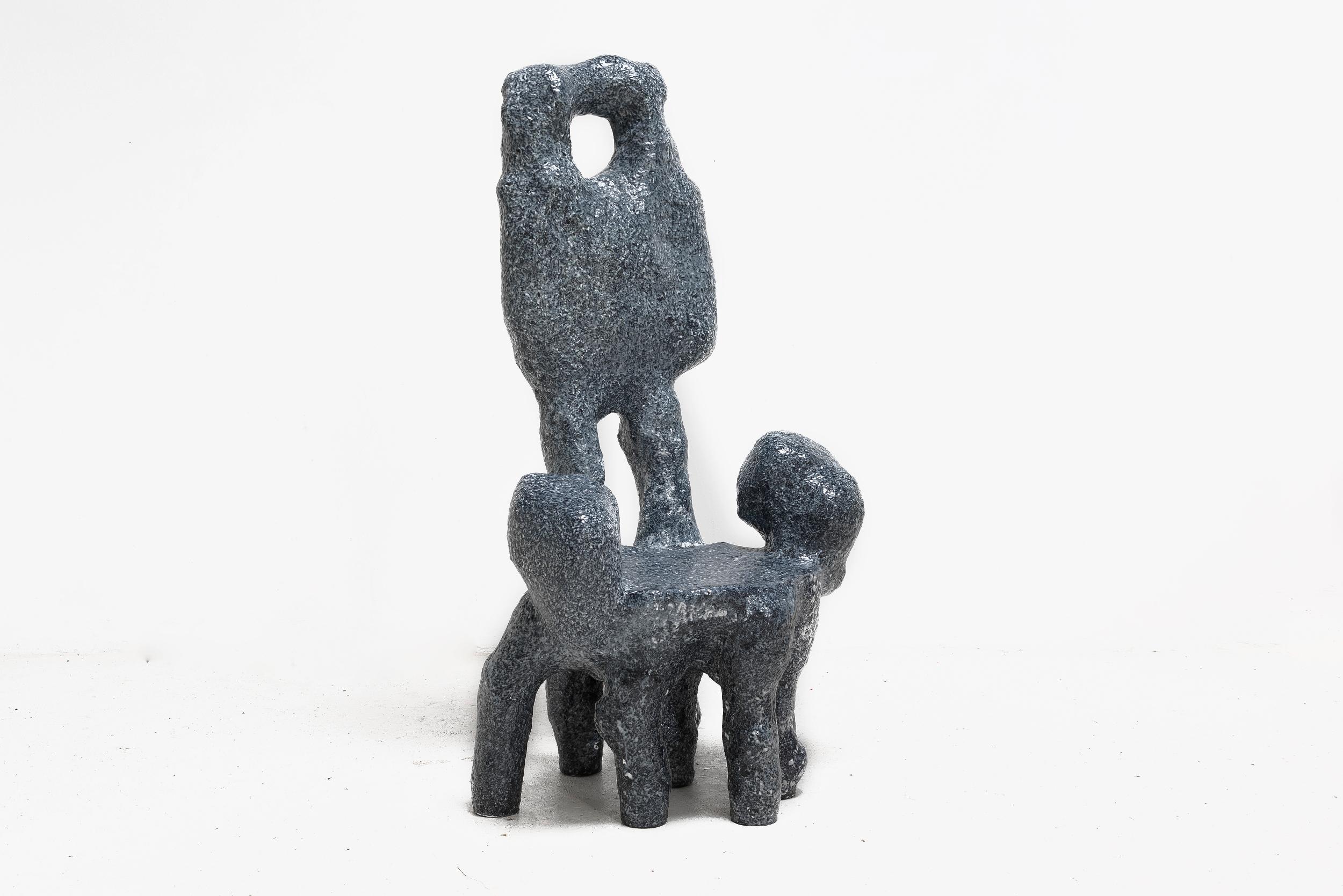 Lukas Saint-Joigny, Throne Chair Grey/Blue, Paris, 2020, Contemporary Chair For Sale 1