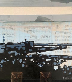 Gdynia 2. Pittura ad olio contemporanea figurativa e astratta, bianco e nero, polacco