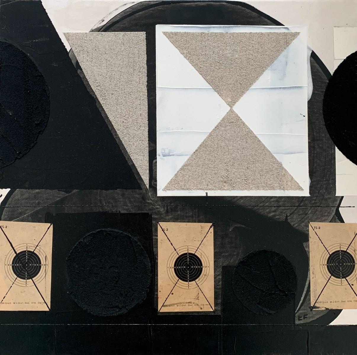 Eric Mack PWW777 Eric Mack Contemporary Abstract Collage Painting Based off the Grid at