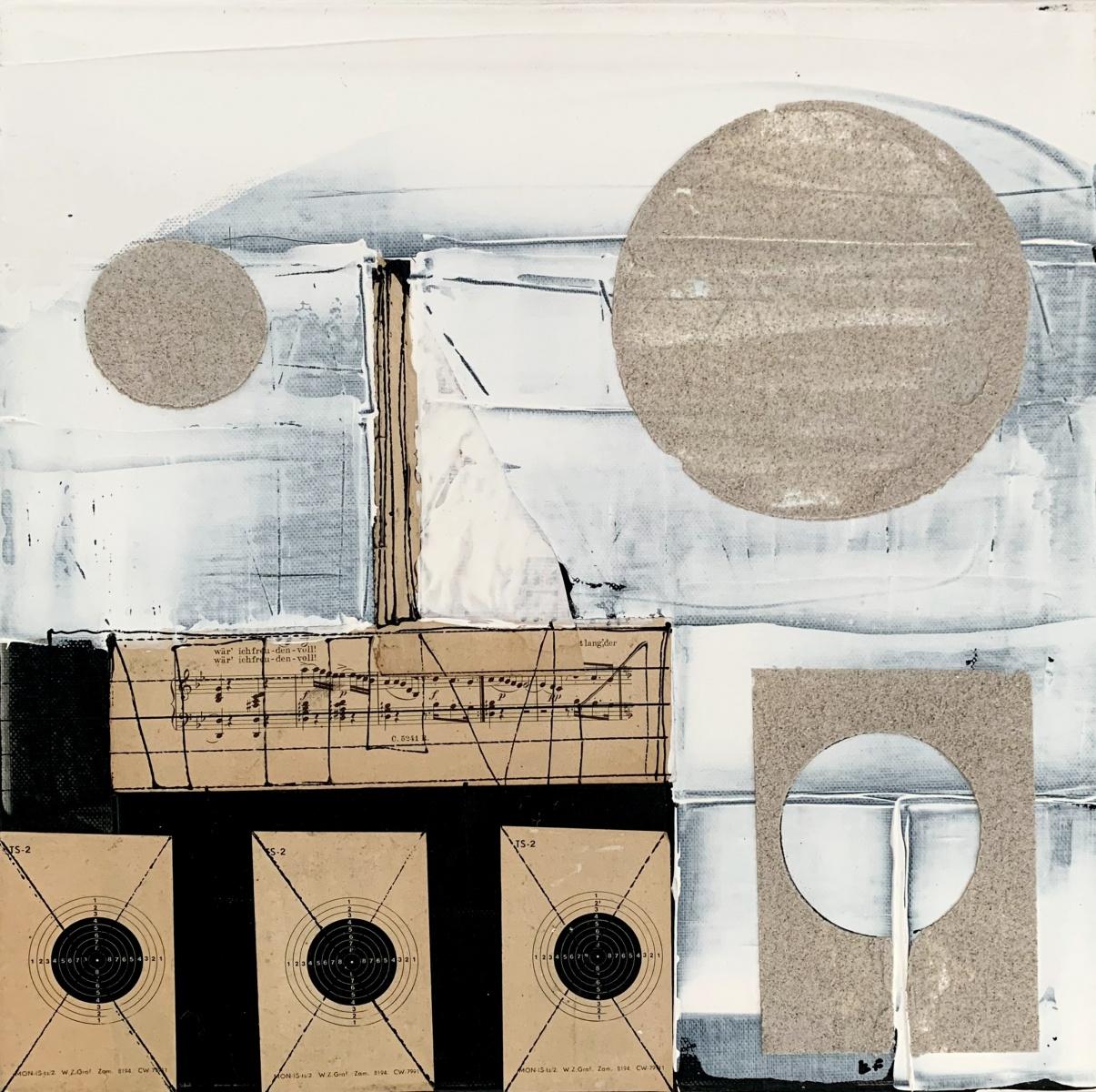 Eric Mack PWW777 Eric Mack Contemporary Abstract Collage Painting Based off the Grid at