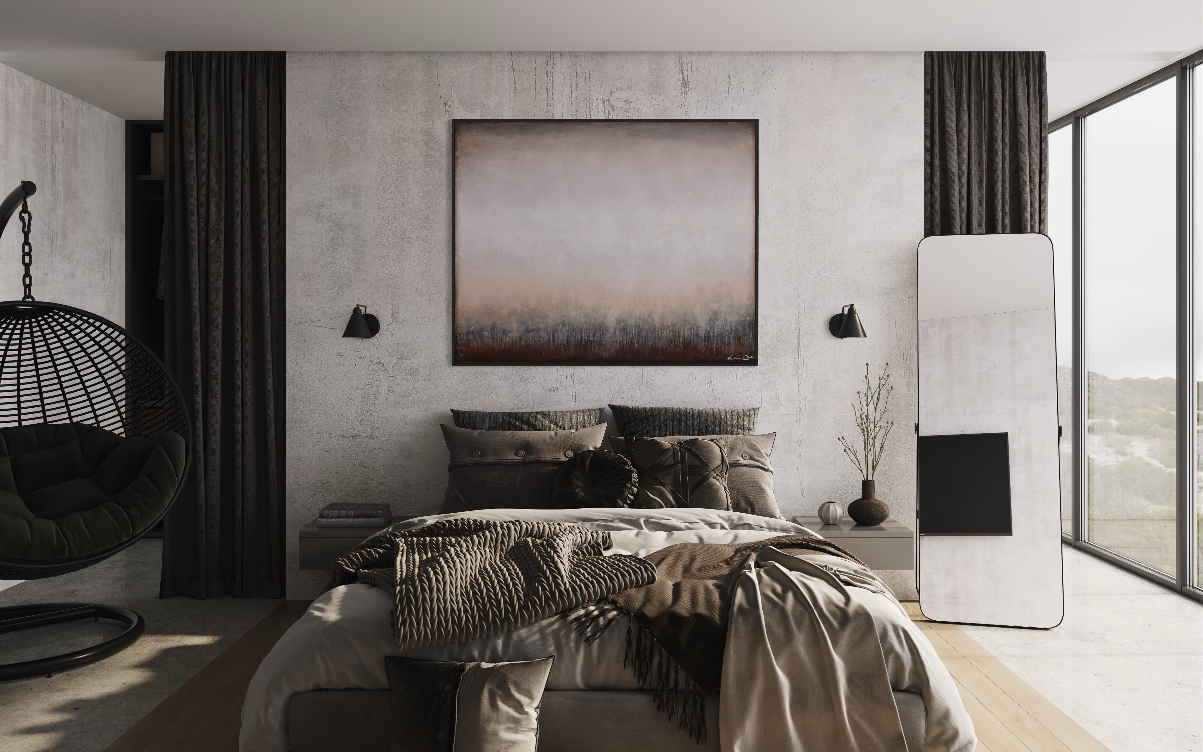 Neuer Tag (Abstrakt, zeitgenössisch, minimalistisch) (Grau), Abstract Painting, von Lukasz Olek
