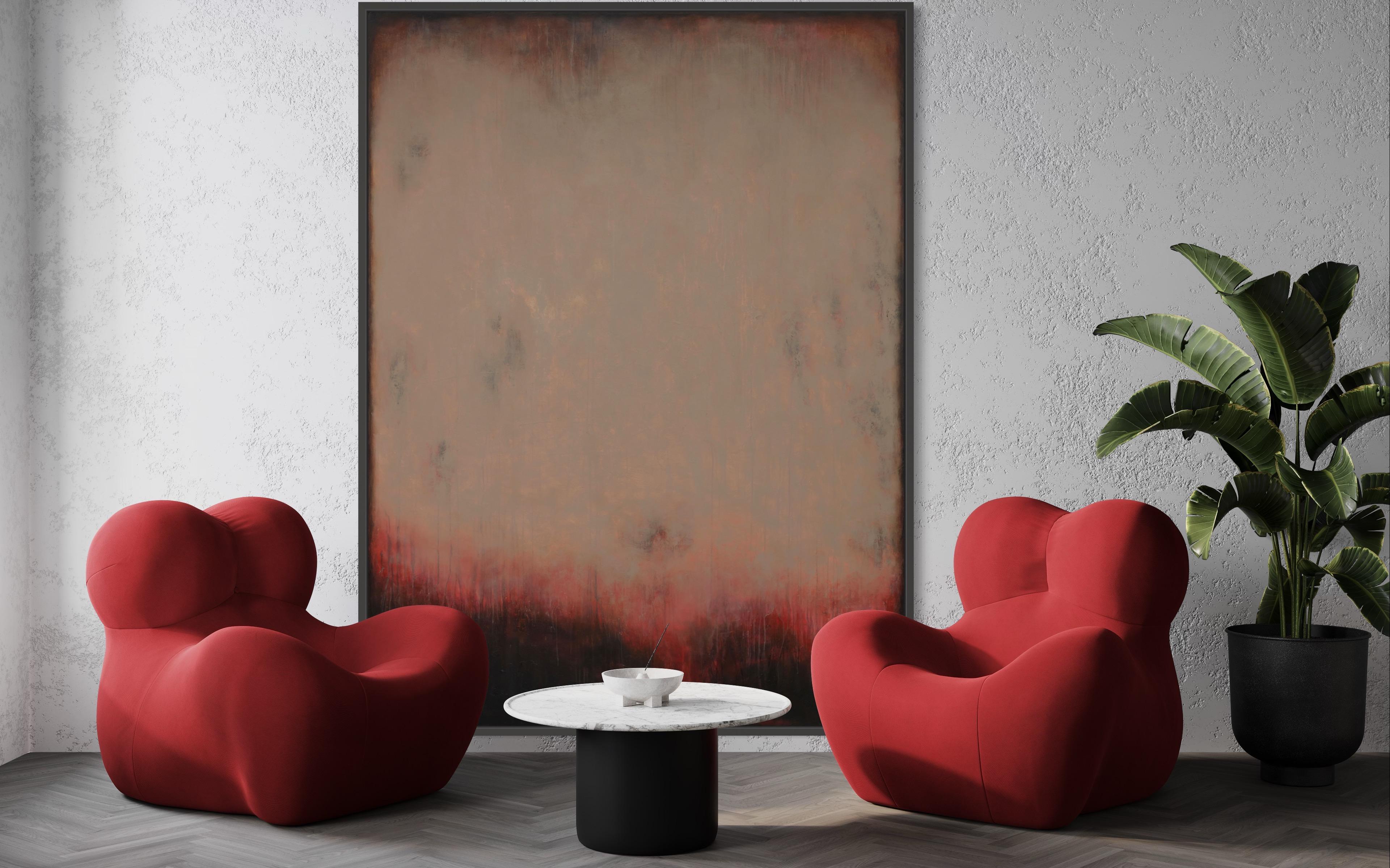 I Know The End (Abstract, Contemporary, Minimal) - Brown Abstract Painting by Lukasz Olek