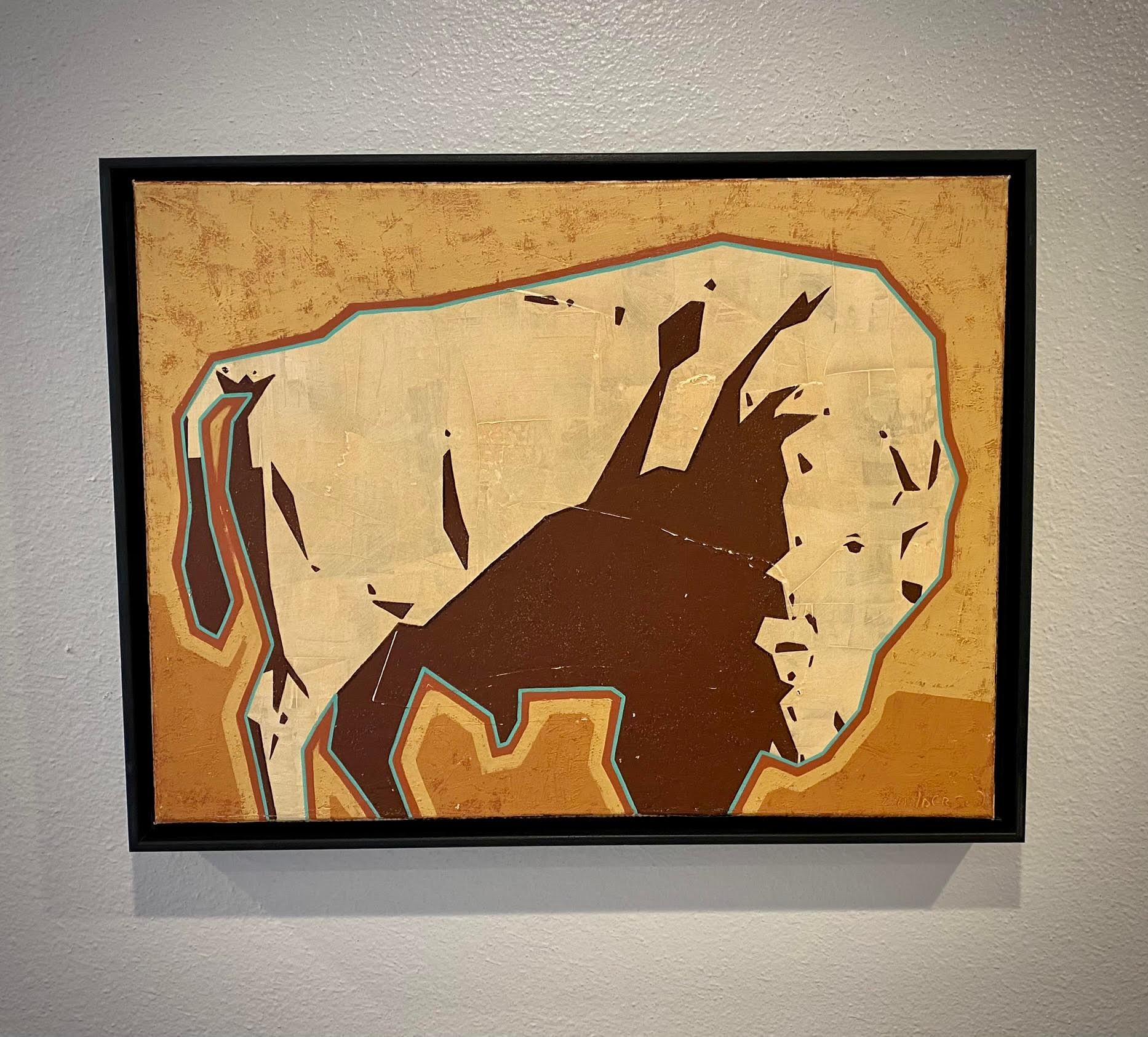 Bison in Orange - Painting by Luke Anderson