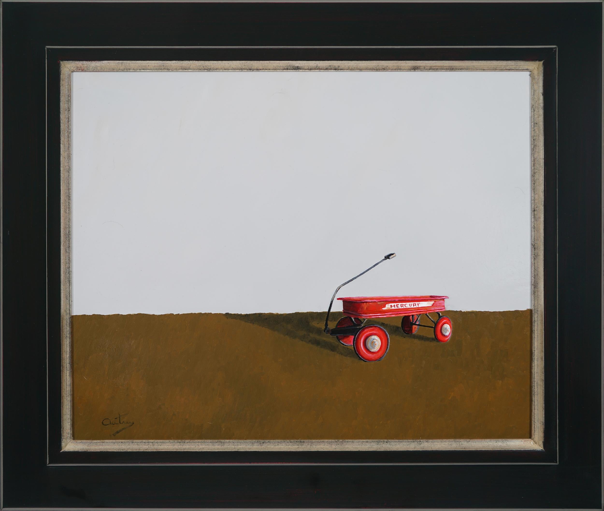 DONE FOR THE DAY WITH MY RADIO FLYER  Realist  Light and  Shadow Oil on Panel For Sale 6