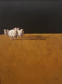 Four Sheep, Cuatro Ovejas, Realism, Texas Artist, Livestock Rodeo Realist