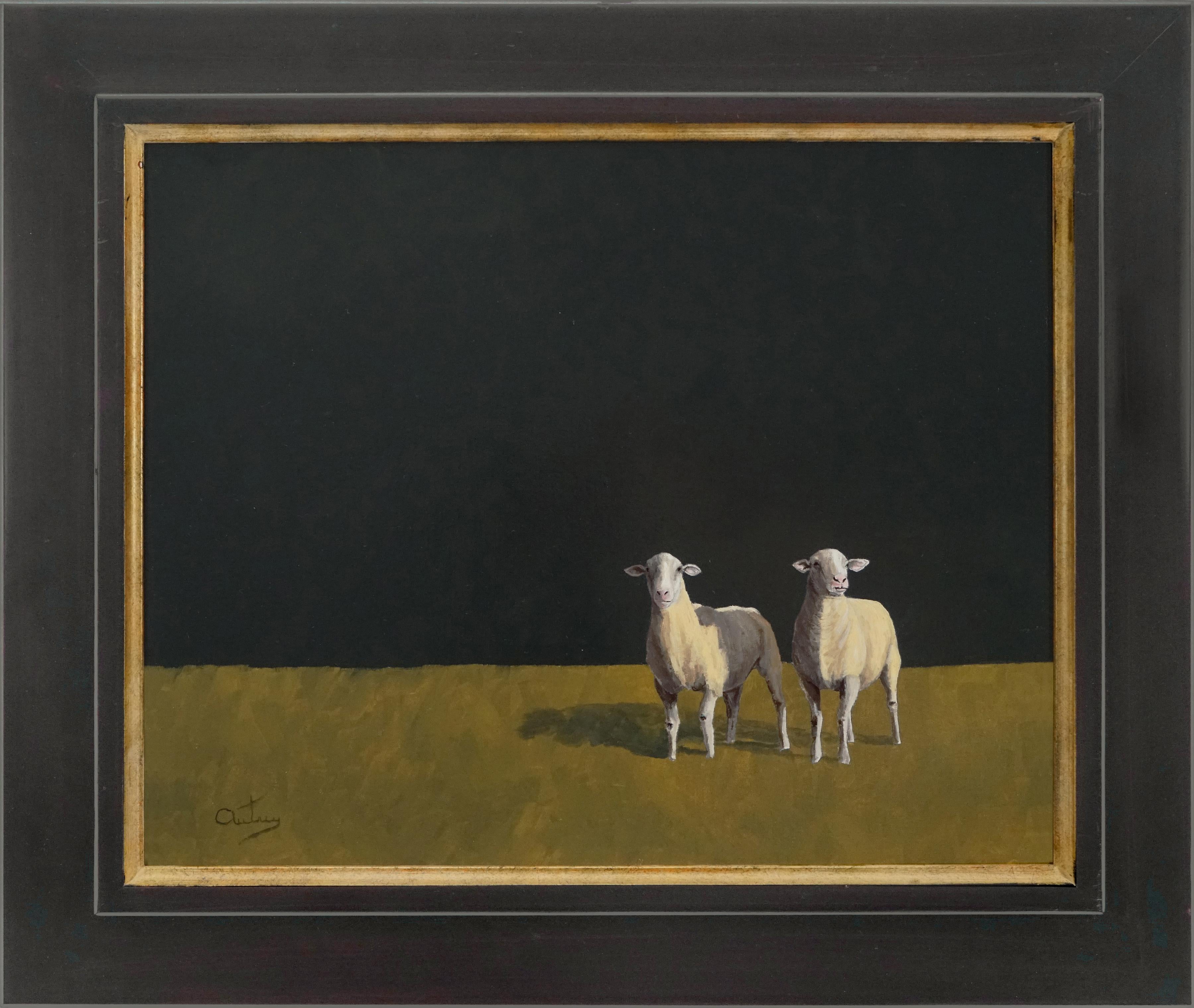 Luke Autrey Landscape Painting - Grazing, Realism, Light/ Shadow, Sheep, Southwest Art, Oil Painting, Landscape,